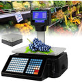 Balances numériques à codes-barres avec imprimante d'étiquettes et de reçus, balances d'impression d'étiquettes, écran LCD double face de 30 kg/60 lb, caisse enregistreuse commerciale(Machine+CashBox+ : Cuisine et Maison