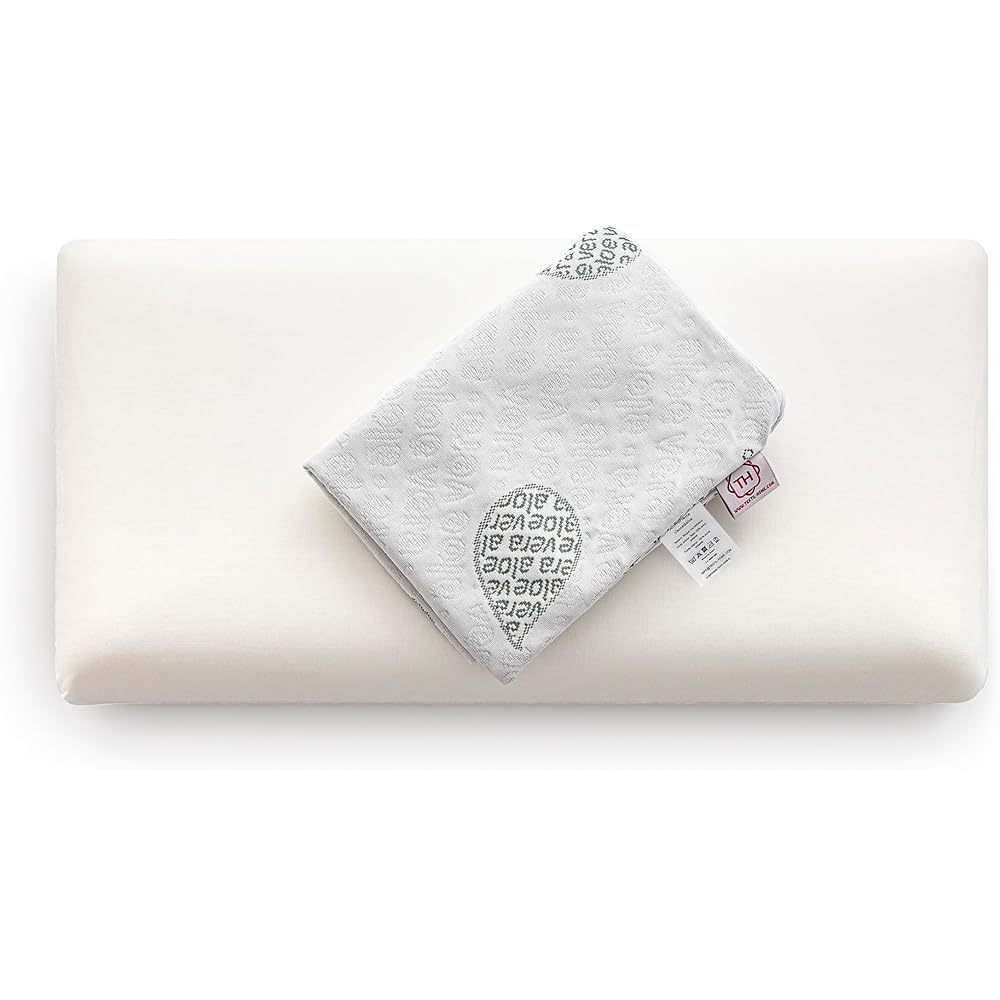 Textilhome - Lot de 2 Oreiller en Mousse Viscoélastique -70 cm (Mousse à Mémoire de Forme) - Tissu écologique Aloe Vera - Housse à Double Fermeture éclair. Adaptatif thermorégulé. : Cuisine et Maison