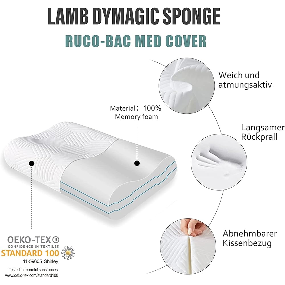 Lot de 2 oreillers en Mousse à mémoire de Forme réglable en Hauteur - Ergonomique - Coussin de Soutien de la Nuque - Amovible et Lavable - Convient pour Le Dos et Le côté : Cuisine et Maison
