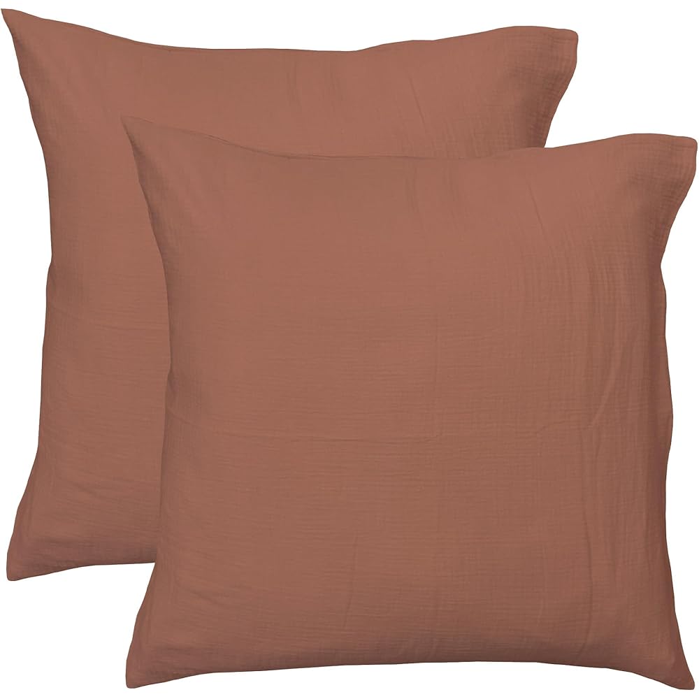 MATT &amp; ROSE Parure de lit Unie Double Gaze DE Coton 240x220cm | 100% Coton de qualité supérieure | Oeko-TEX | Housse de Couette 240x220cm + 2 Taies d'oreiller 65x65 cm | Terre Cuite : Cuisine et Maison