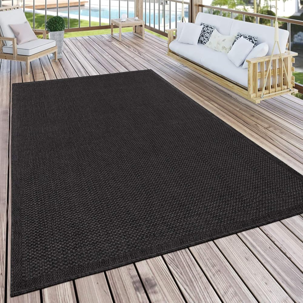 Paco Home Tapis Extérieur pour Terrasse Et Balcon Tapis Cuisine Monochrome Moderne Noir, Dimension:200x280 cm : Cuisine et Maison