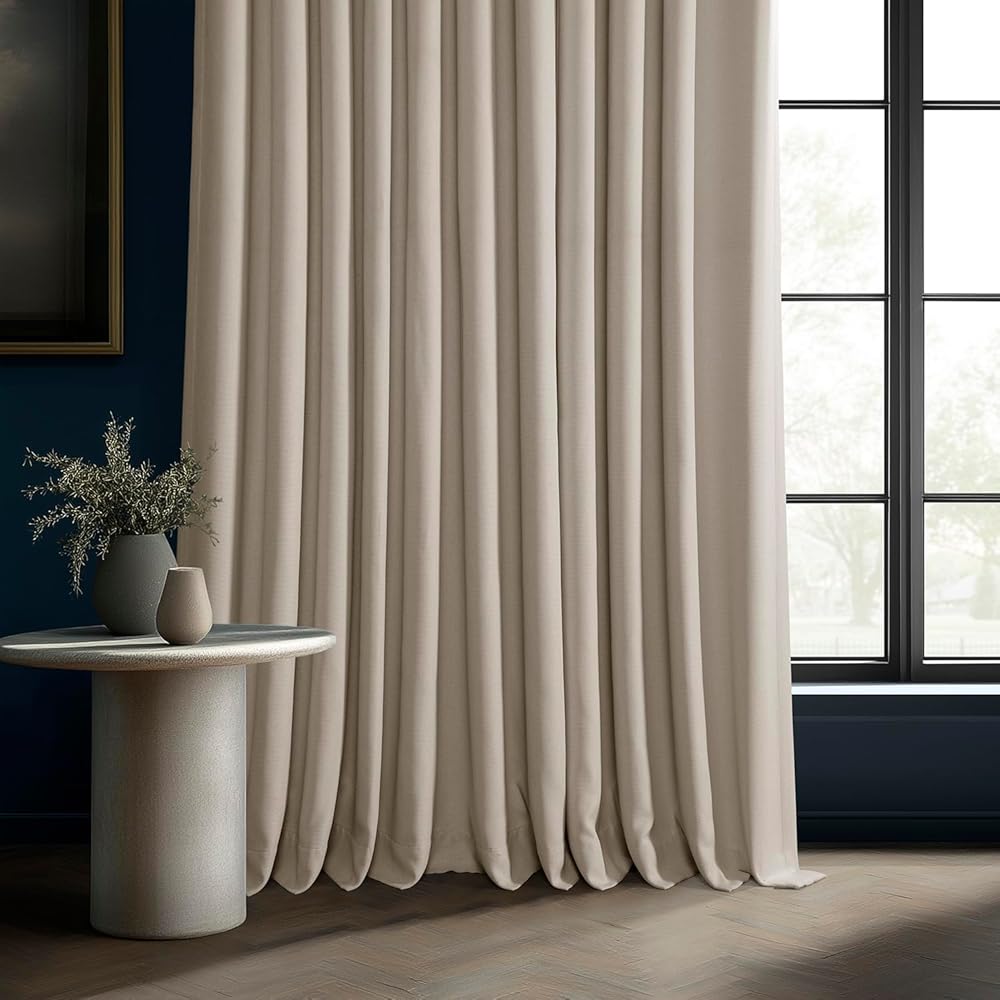 HPD Half Price Drapes BOCH-LN-DW-P Rideau occultant Extra Large en Lin (1 Panneau) 254 x 274 cm, BOCH-LN1856-108-DW, Bouleau : Cuisine et Maison