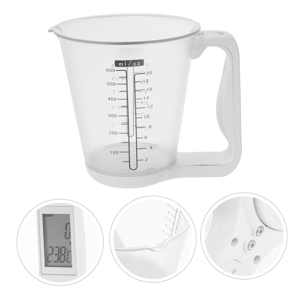 IMIKEYA 4 Pièces Balance à tasse à mesurer électronique verre mesureur numérique affichage LCD verre à mesurer ustensile de cuisine tasse de pesée de cuisine grand verre doseur pp blanche : Cuisine et Maison