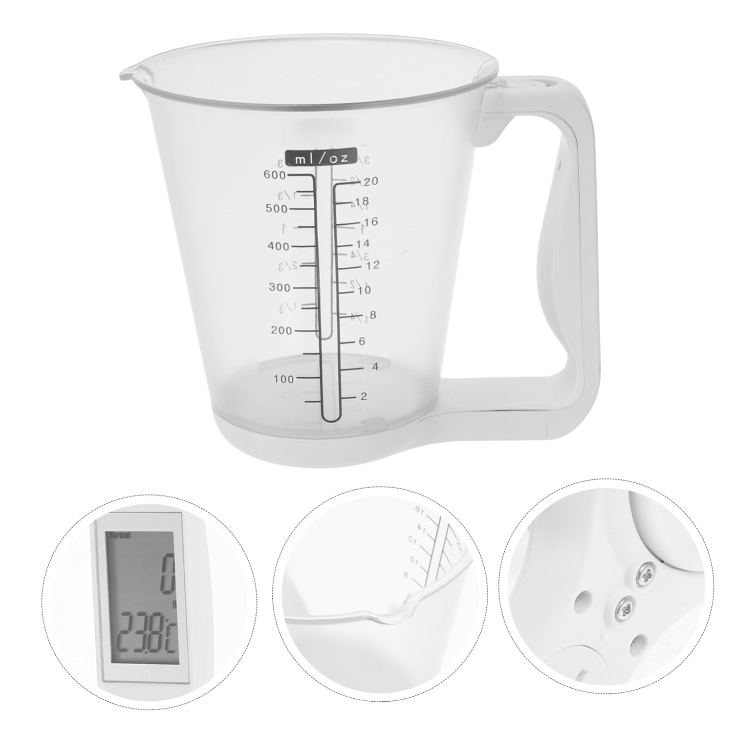 IMIKEYA 4 Pièces Balance à tasse à mesurer électronique verre mesureur numérique affichage LCD verre à mesurer ustensile de cuisine tasse de pesée de cuisine grand verre doseur pp blanche : Cuisine et Maison