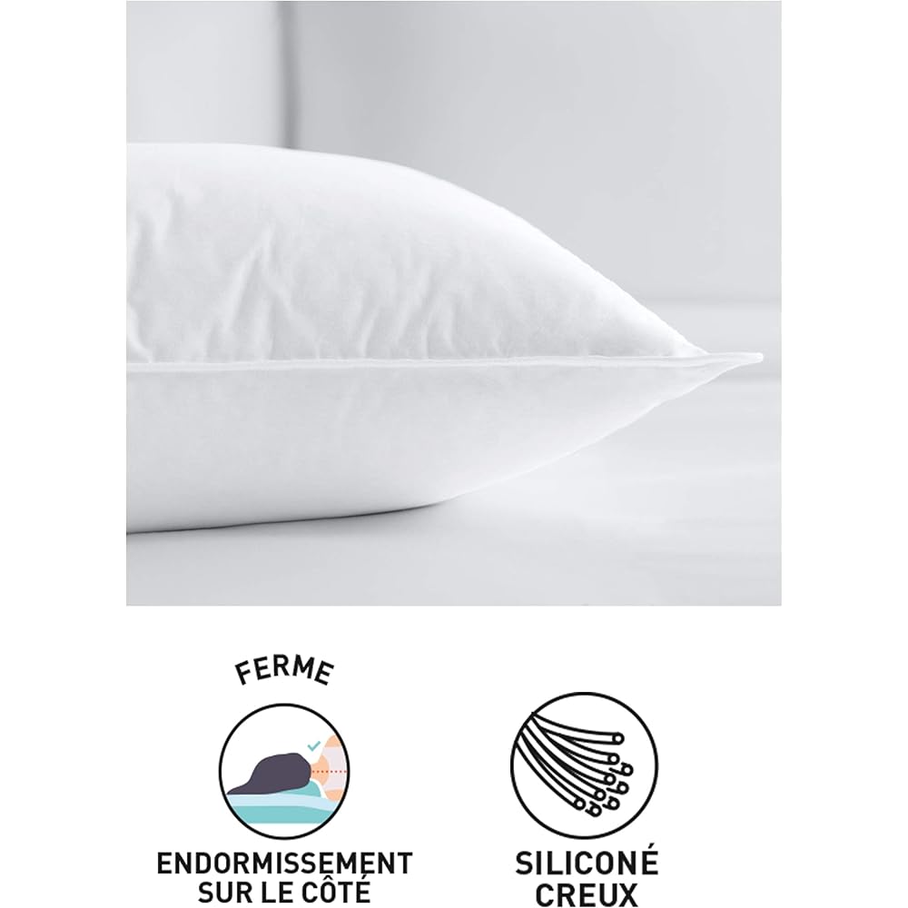 Blanrêve - Oreiller Ferme anti acariens - garnissage synthétique renforcé 600G - Fabriqué en France - 45x70 cm : Cuisine et Maison