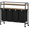 Lifewit Panier a Linge 4 Compartiments Roulettes 168L, Meuble Linge Sale avec Grande Étagère Supérieure et 4 Sac à Linge en Tissu Oxford, Bac à Linge pour Buanderie, Chambres, Salles de Bains, Noir : Cuisine et Maison