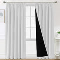 BellaHills 100% Rideaux Occultant 2 Panneaux Tenture,Double Rideaux Occultant et Thermique,pour Maison Salon et Chambre,140x260CM,Blanc Grisé : Cuisine et Maison