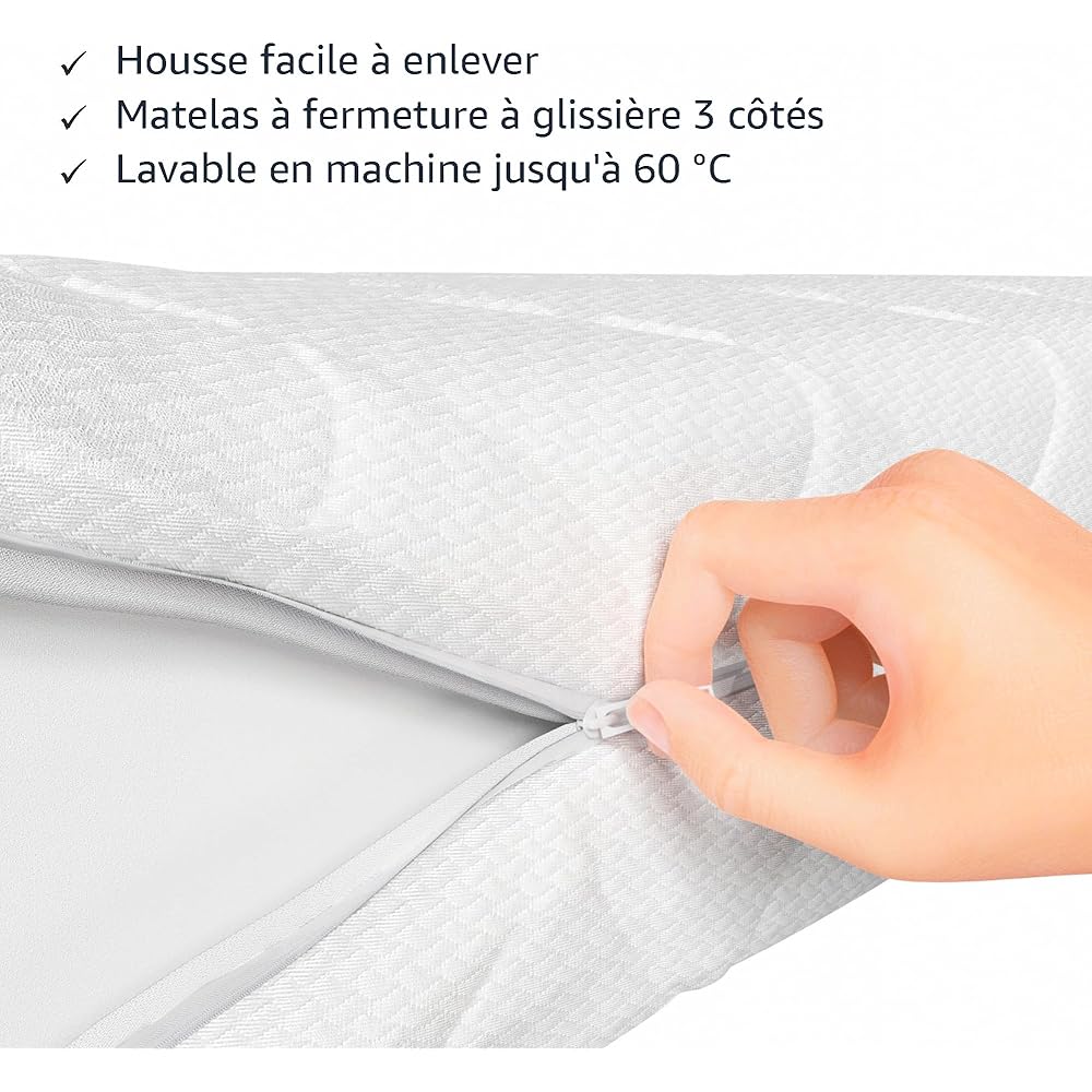 Amazon Basics Matelas 7 zones en Mousse de confort, Moyenne ferme (H3), 140 x 200 x 15 cm, Blanc : Cuisine et Maison