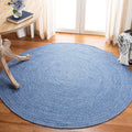 Safavieh Tapis Contemporain pour Salon, Salle à Manger, Chambre à Coucher - Braided Collection, Tapis à Poil Court, Bleu, 122 x 122 cm : Cuisine et Maison