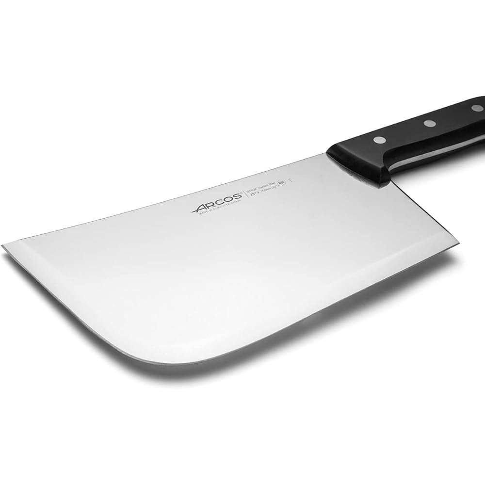 Arcos Couteau de Boucher en Acier Inoxydable Nitrum – Manche en Polyoxyméthylène (POM), Idéal pour Découper – Couleur Noire, Série Universelle : Cuisine et Maison