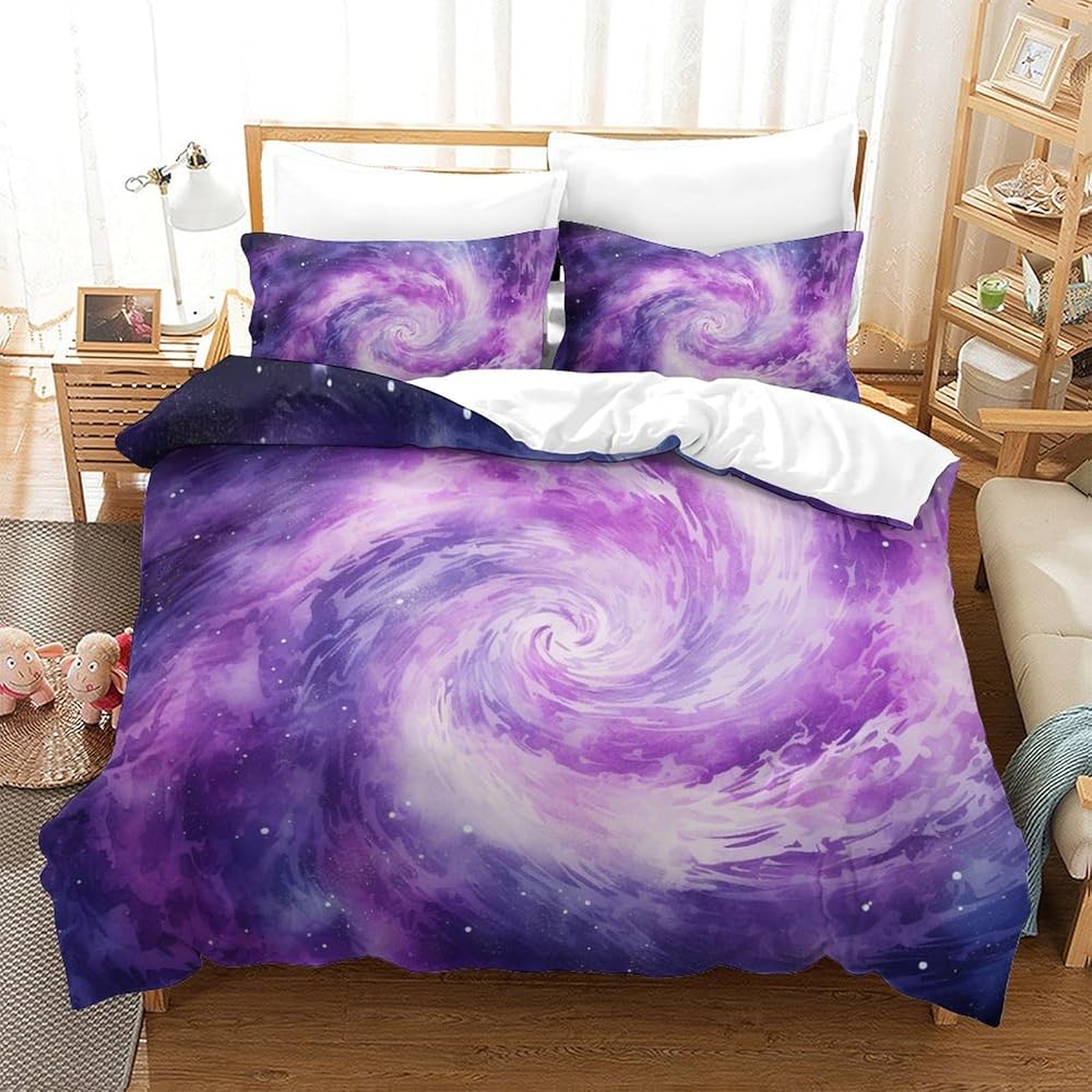 La Galaxie De Literie avec Housse De Couette Microfibre Impression 3D,3 Pièces Couette Visual Art avec Taie d'oreiller Et Fermeture Éclair pour Adultes Enfants Super King（260x220cm） : Cuisine et Maison