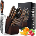 HUIKAILI Ensembles de Couteaux de Cuisine, 15 Set Couteau Cuisine en Acier Inoxydable, Couteau Cuisine Professionnelle avec Support en Bois : Cuisine et Maison