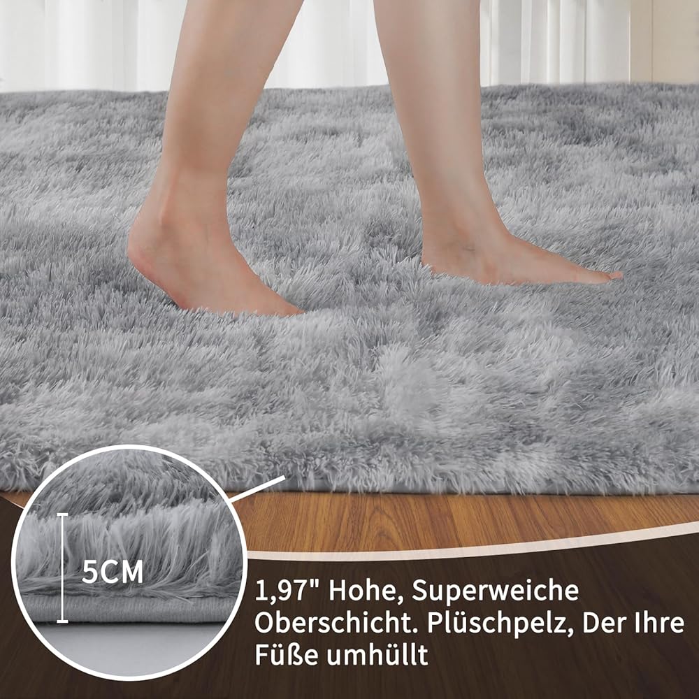 Sour Lemon Tapis de Salon, à Poils Longs, Tapis Chambre Gris, 200 x 300 cm, antidérapant, Extra Large, Moelleux et Moderne, pour Chambre à Coucher, Chambre d'enfant : Cuisine et Maison