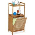 Relaxdays Meuble Panier à Linge, Armoire Salle de Bain en Bambou, Corbeille basculante, HLP 100 x 45,5 x 33,5 cm, Nature : Cuisine et Maison