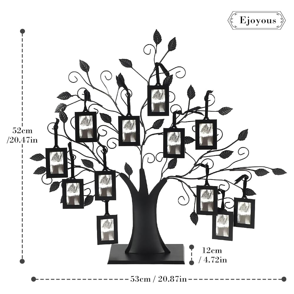 Cadre Photo Arbre Généalogique, 6 Suspendus/12 Photos Suspendues Affichage Photos de Famille Cadre Arbre D'affichage avec Cadres Photos Suspendus Décoration(L-Avec 12 cadres photo 6,4 * 4,6 cm) : Cuisine et Maison