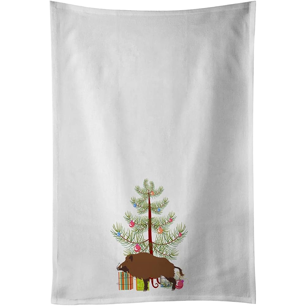 Caroline's Treasures Lot de 2 torchons de Cuisine Motif Cochon Sanglier Blanc : Caroline's Treasures: Cuisine et Maison