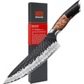 SHAN ZU Couteau Japonais Forgé à la Main, Couteau de Cuisine 20 cm, 7 Couches Couteau de Chef Tranchant en Acier au Carbone de Haute Qualité, Couteau Professionnel Gyuto avec Manche en Nois d'érable : Cuisine et Maison