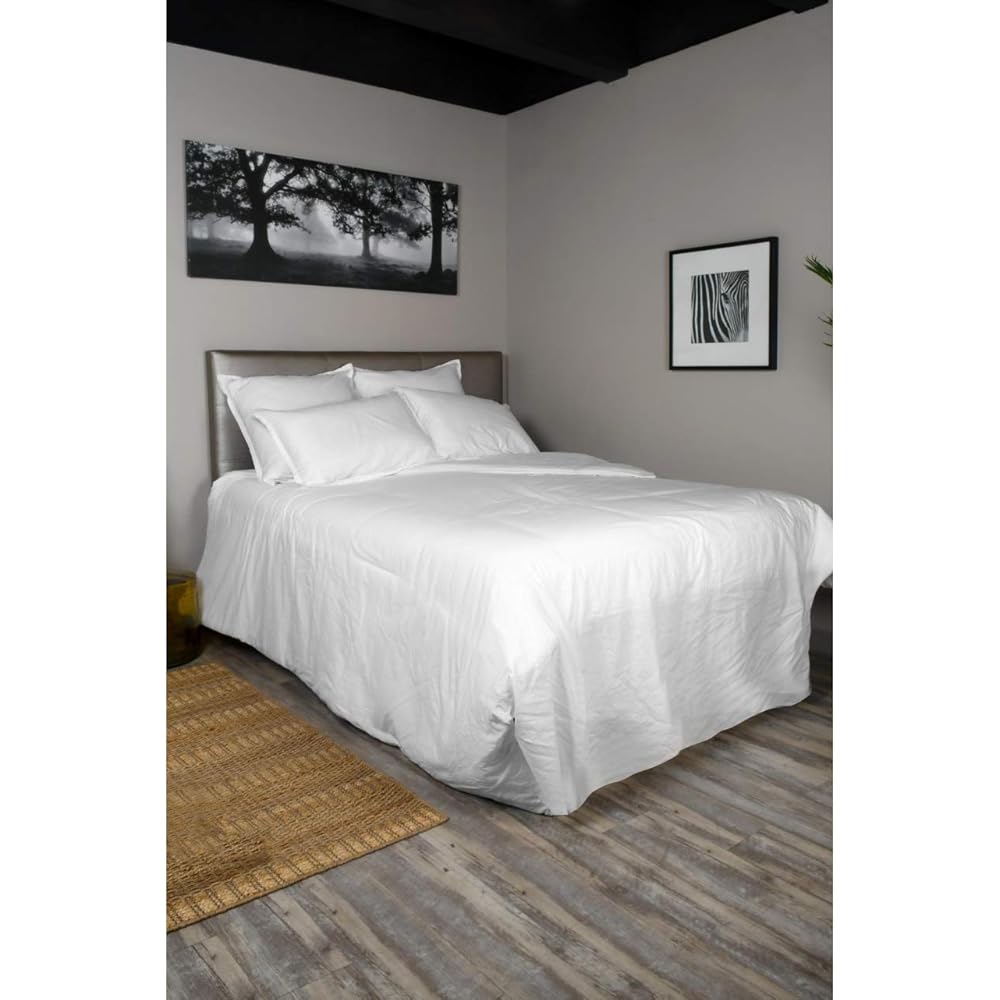 Sensei Maison - Housse de Couette en Coton lavé Biologique ORGANIKA - 240x220 cm - Blanc : Cuisine et Maison