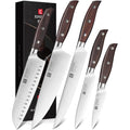 XINZUO 5 Pièces Set Couteaux de Cuisine en Acier Inoxydable 1.4116 Allemand,Professionnel Acier à Haute Teneur en Carbone Couteau de Chef Santoku Trancher Universel Fruits, Red Sandalwood Poignée : Cuisine et Maison