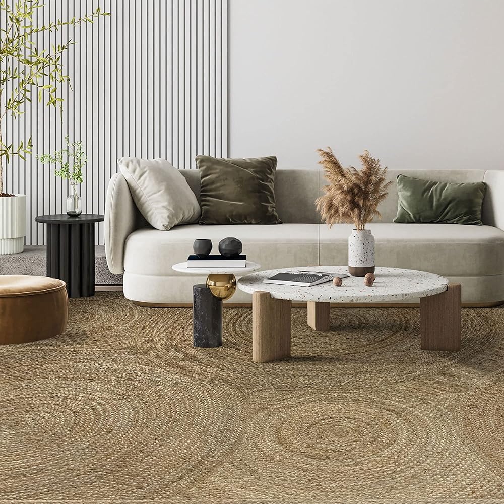 HAMID - Tapis de Jute Baena, 100% Fibre de Jute Naturelle, Moquette Douce et Résistance, Tissé à la Main - Salon, Chambre, (230x160cm) : Cuisine et Maison