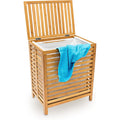 Relaxdays Panier à linge, corbeille en bambou, coffre bois avec couvercle, HxLxP: 60 x 50,5 x 35,5 cm, nature : Cuisine et Maison