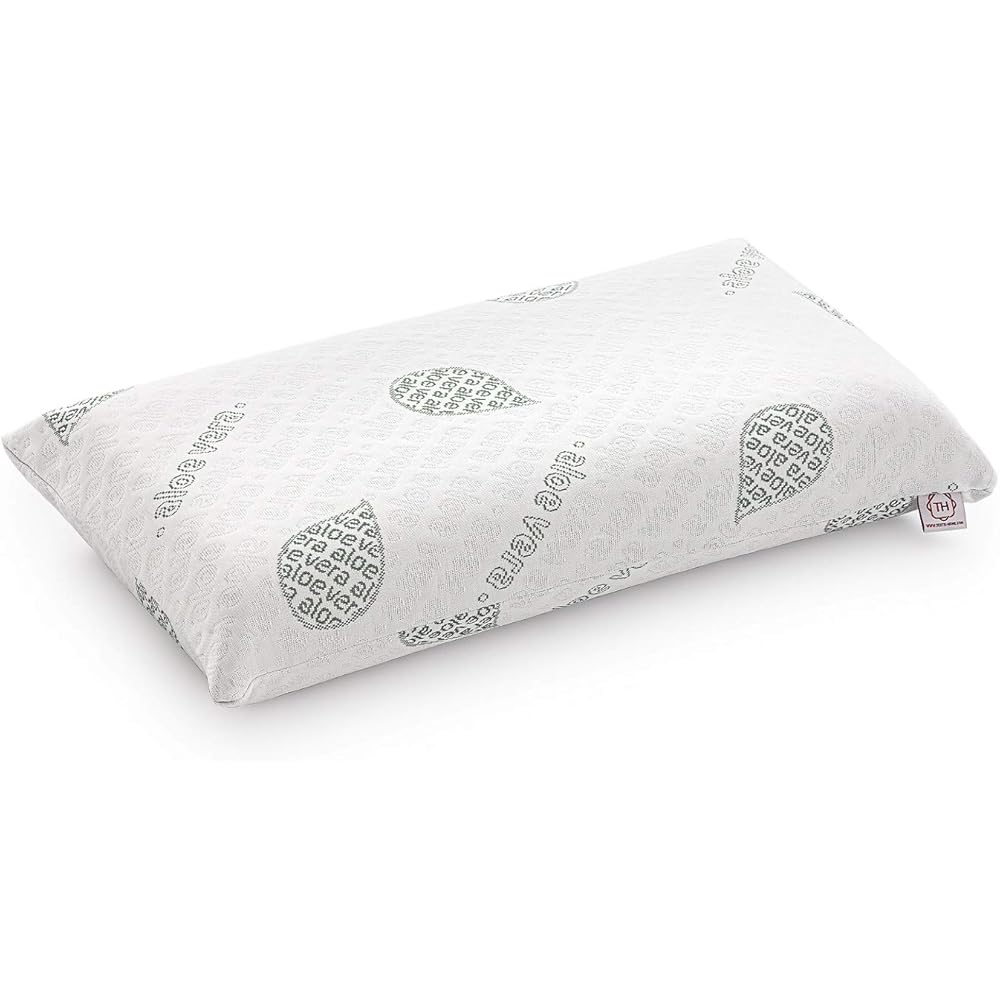 Textilhome - Lot de 2 Oreiller en Mousse Viscoélastique -70 cm (Mousse à Mémoire de Forme) - Tissu écologique Aloe Vera - Housse à Double Fermeture éclair. Adaptatif thermorégulé. : Cuisine et Maison