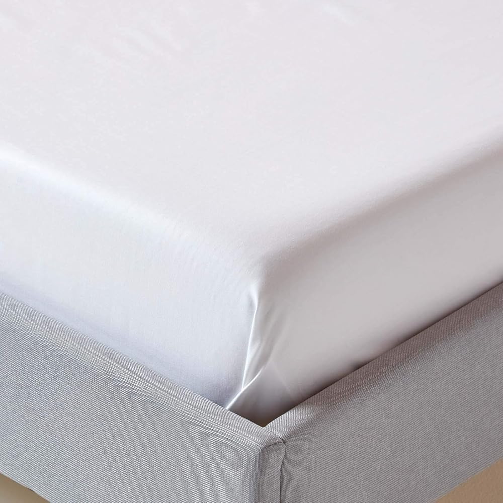 HOMESCAPES Drap Plat uni 100% Coton égyptien Bio 400 Fils Coloris Blanc 240 x 300 cm : Cuisine et Maison