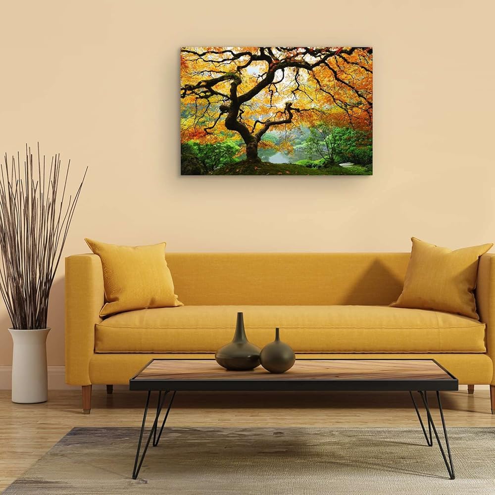 Startonight Impression Sur Toile Arbre d'érable, Tableau Nature- Decoration Murale Salon Moderne - Image sur Toile - Grande 80 x 120 cm Idée Cadeau Élégante et Originale Effet Lumineux Nocturne : Bébé et Puériculture