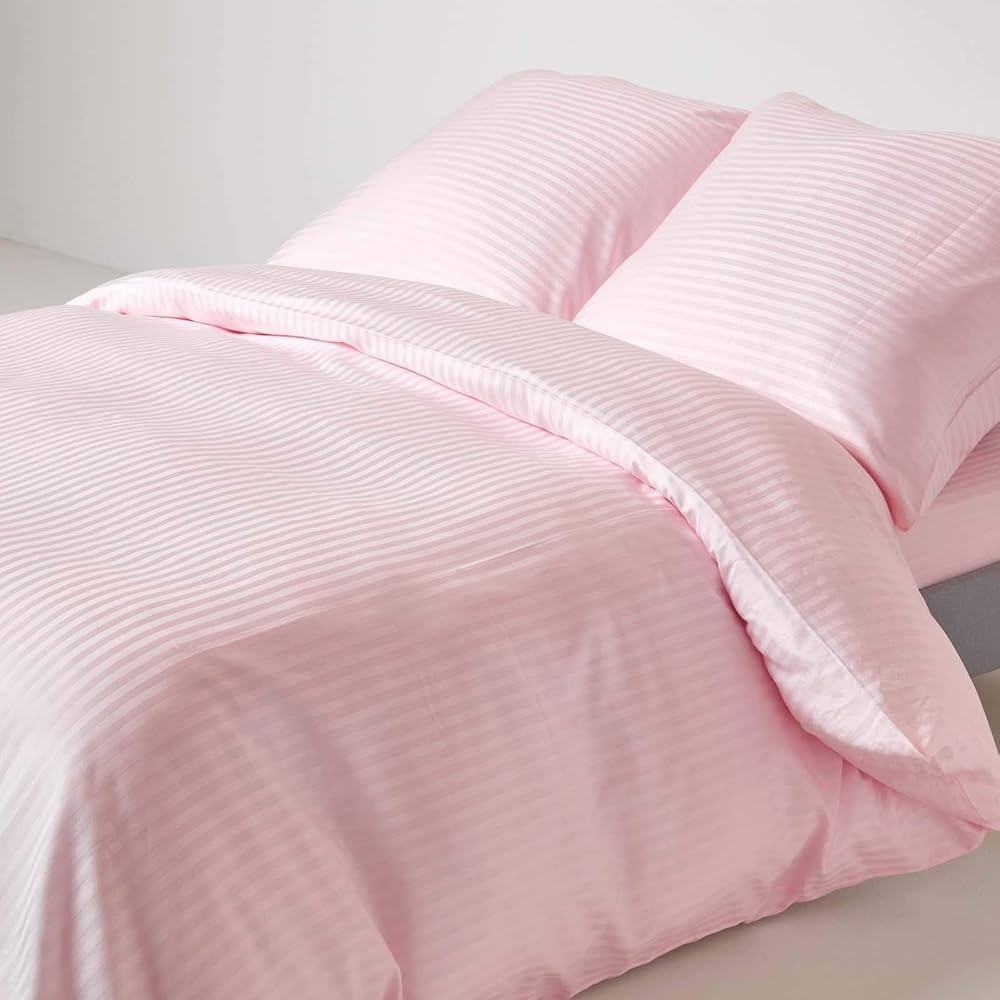 HOMESCAPES Housse de Couette 150x200 cm et 1 taie d’Oreiller 80x80 cm, Parure de lit 1 Personne en Percale de Coton 330 Fils, Coloris Rose : Cuisine et Maison