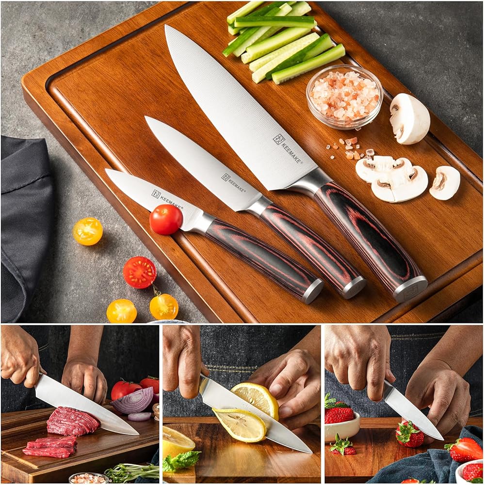 KEEMAKE Couteaux de Cuisine Set Professionnel en Acier Inoxydable, Couteau Cuisine Office Chef Universel Multifonction pour Viande Légume Restaurant : Cuisine et Maison