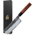 MITSUMOTO SAKARI Couteau Japonais Nakiri de 18 cm, Couteau Cuisine Professionnels Forgé à la Main, Couteau à Légumes en Acier à Haute Carbone (Manche en Bois de Rose et Boutique Boîte en Bois) : Cuisine et Maison