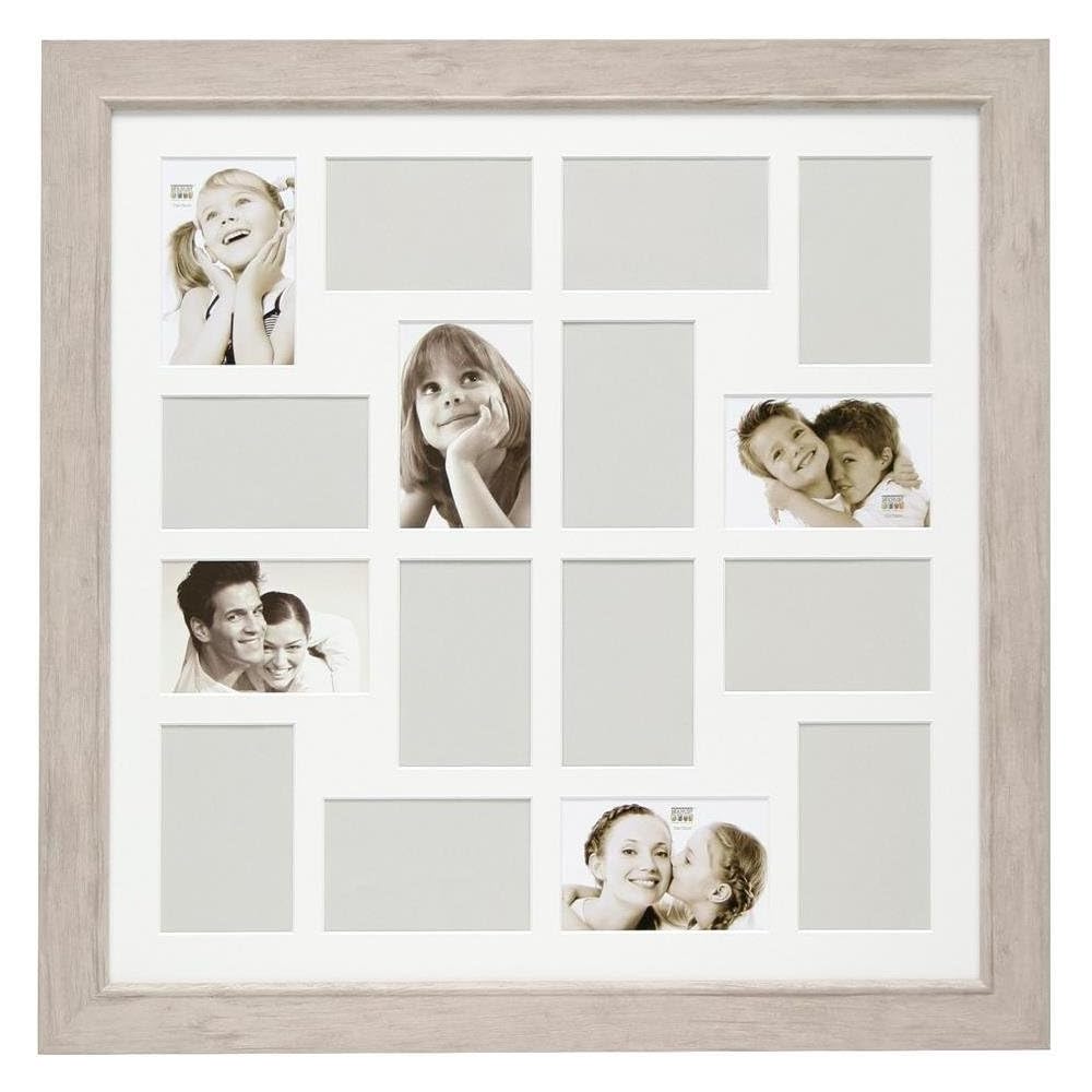 Deknudt Frames S48SH1P16 Cadre Photo Pêle Mêle 16 Photos Bois Blanc/Clair 10 x 15 cm : Cuisine et Maison