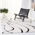 Safavieh Tapis Shag pour Salon, Salle à Manger, Chambre à Coucher - Florida Shag Collection, Tapis à Poil Long, Crème et Noir, 122 x 122 cm : Cuisine et Maison