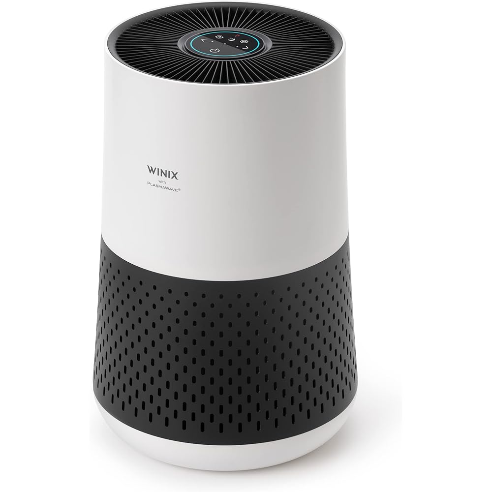 Purificateur d'air Winix Zero Compact, CADR 250 m³/h, (jusqu'à 50m²) Filtre HEPA H13 et Technologie PlasmaWave. Réduit à 99,97% Le Rhume des Foins, Allergie, Pollen, Odeurs. pour Les Chambres-Salons : Cuisine et Maison
