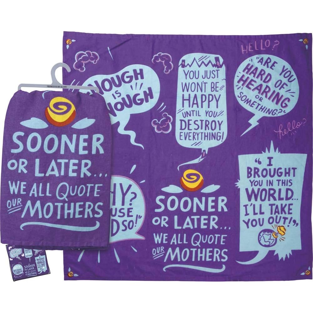 Primitives 104471 Serviette Torchon en coton avec inscription We All Quote Our Mothers : Cuisine et Maison