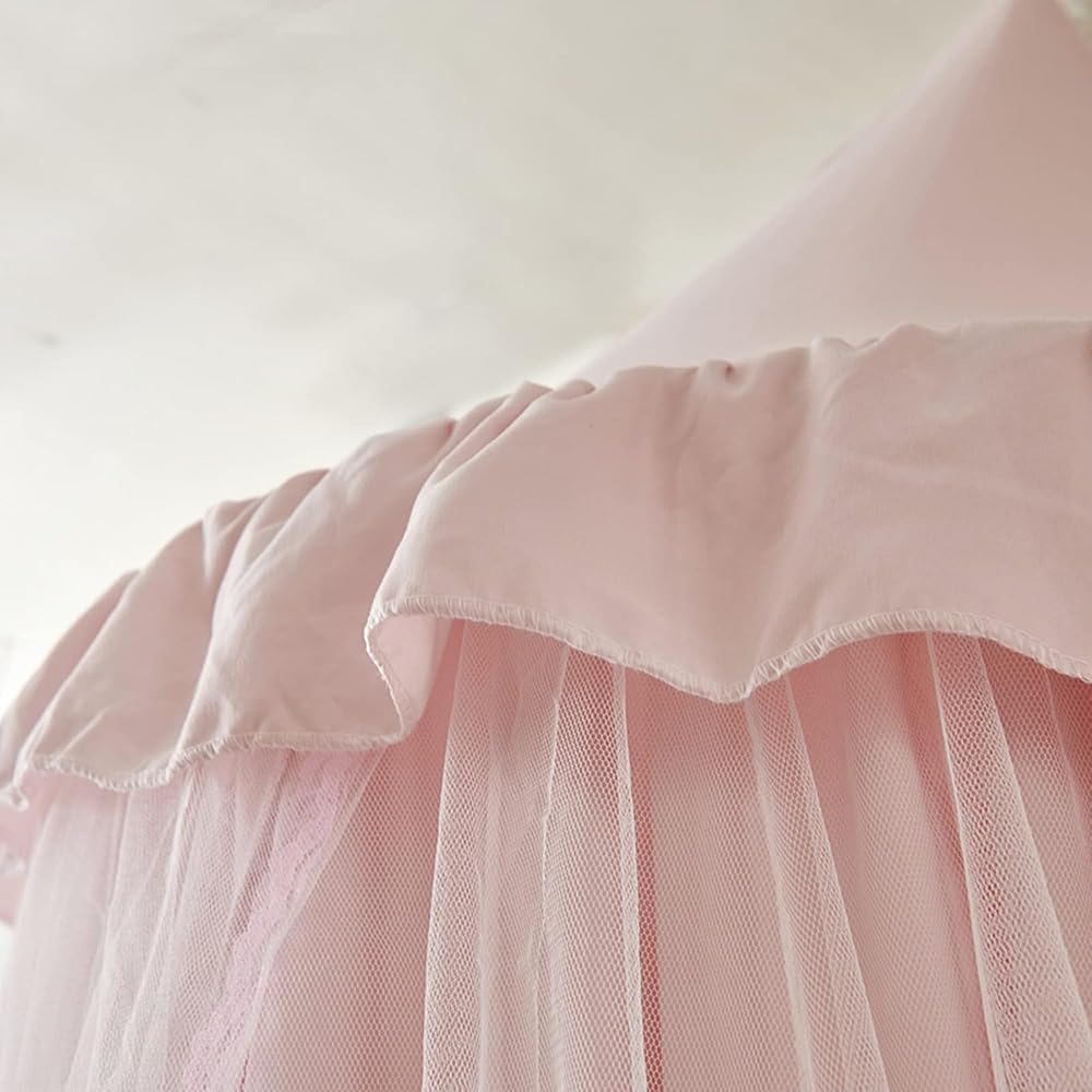 HUOQOU Baldaquin de lit pour Filles Double Couche Princesse Dôme Rond Enfants Moustiquaire rêveuse Linge Château Tente de Jeu Maison Suspendue Décor Niche de Lecture Baldaquins(Rose/Blanc) : Bébé et Puériculture