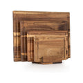 Les Plaisirs du Chef – Ensemble de 4 Planches à Découper avec Support en Bois d'Acacia Solide et Premium (40x30-33x24-27,5x18-21,5x15 cm) - Planches en bois de 2 cm d'épaisseur avec rigole à jus : Cuisine et Maison