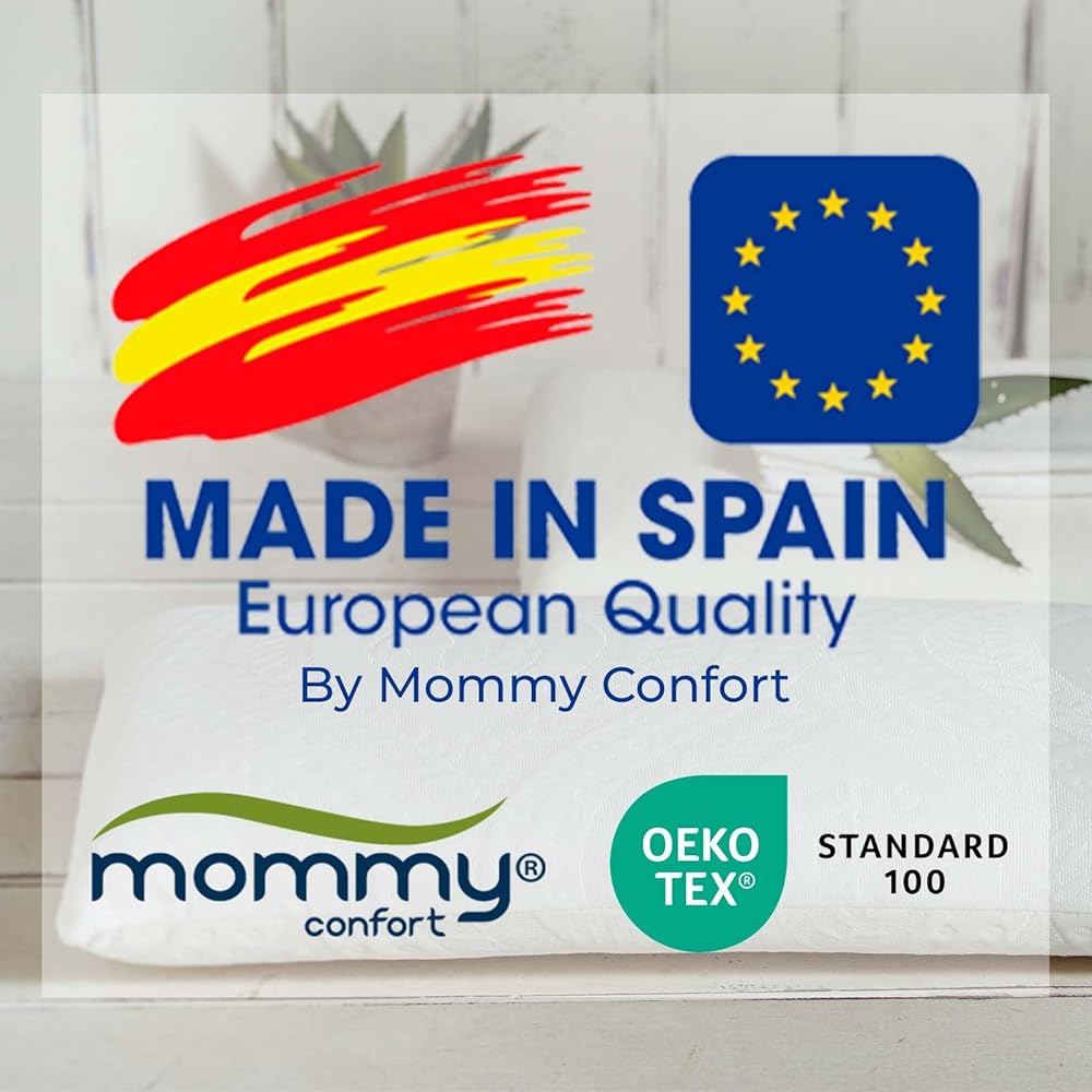 MOMMY CONFORT - Oreiller Memoire Forme 75 cm Lot de 2 - Oreiller Ergonomique Cervical - Housse lavable et déhoussable, Coussin Orthopédique, Coussin Memoire Forme 100% Viscoelastique, Fabriqué Espagne : Cuisine et Maison