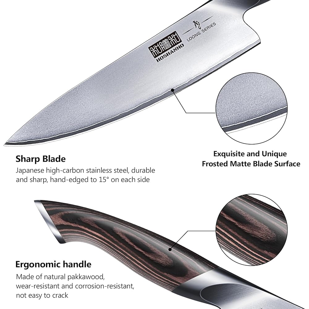 HOSHANHO 3 Pièces Set Couteau Cuisine Super Aiguisé, Couteau Japonais Professionnel, Couteaux de Cuisine en Acier Inoxydable Allemand : Cuisine et Maison