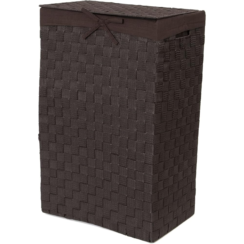 Compactor, Panier à linge rectangulaire avec couvercle Stan, Marron, Polypropylene, Dimensions: 25 x 38 x H.60 cm, RAN6896 : Cuisine et Maison