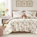 Intelligent Design Gwen Parure de lit 4 pièces en Microfibre légère pour Toutes Les Saisons, Oreiller décoratif et Couvre-Oreiller, Motif Floral fantaisiste et Champignon, lit Double/Grand lit, Vert : Cuisine et Maison