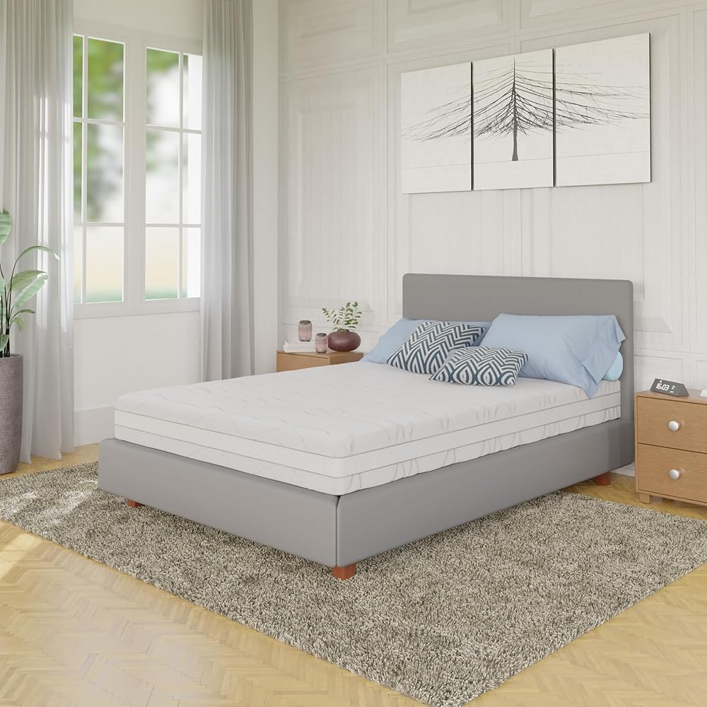 Amazon Basics Matelas 7 zones en mousse à mémoire de forme, Moyenne ferme (H3), 140 x 200 x 20 cm, Blanc : Cuisine et Maison