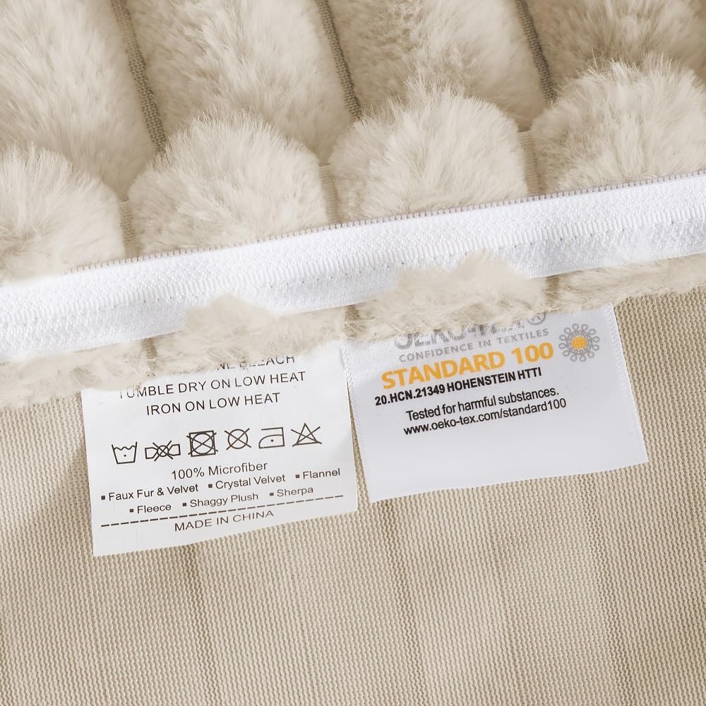 Sedefen Housse de Couette 240x260 cm Beige Peluche Flanelle Hiver Chaude Duveteuse Parure de lit 2 Personnes + 2 Taies d'oreiller 65x65cm Adulte Ado Linge de lit Avez Fermeture Éclair : Cuisine et Maison