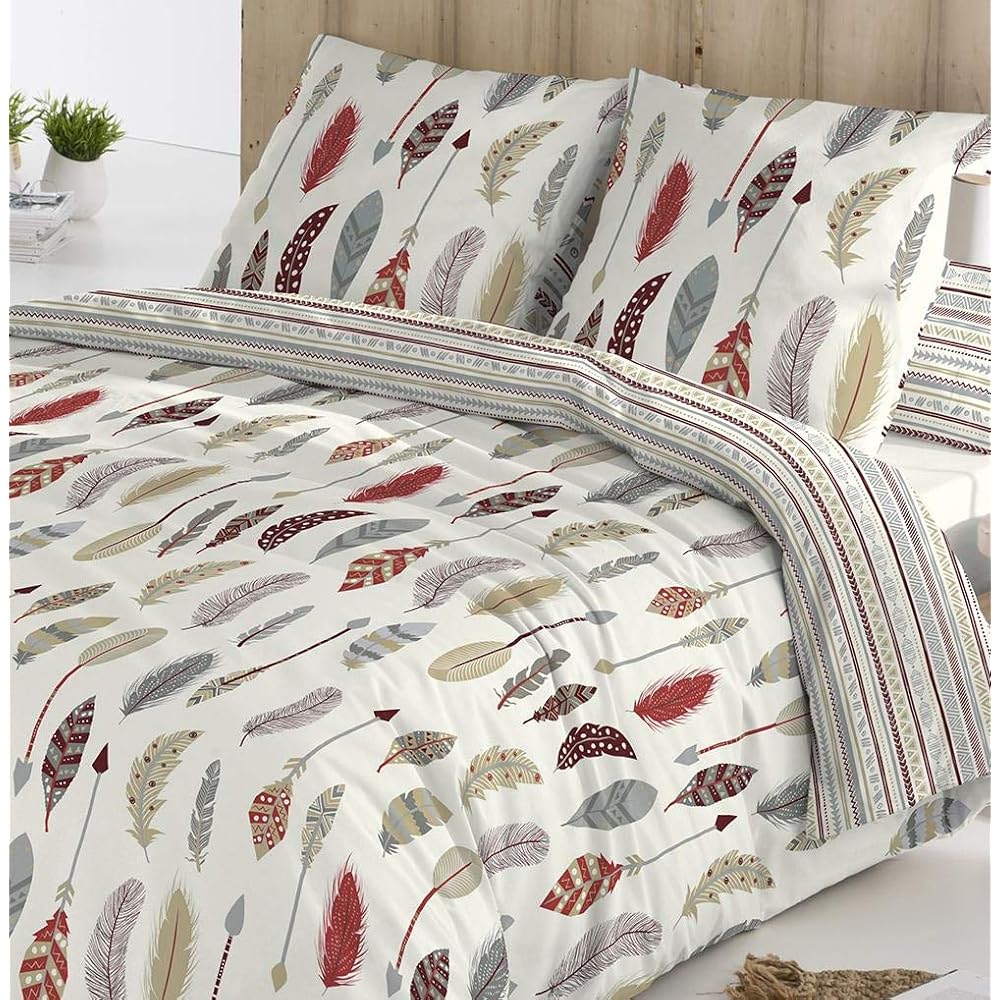 COTTON ARTean Housse de couette réversible pour lit de 200 cm 100 % coton : Cuisine et Maison