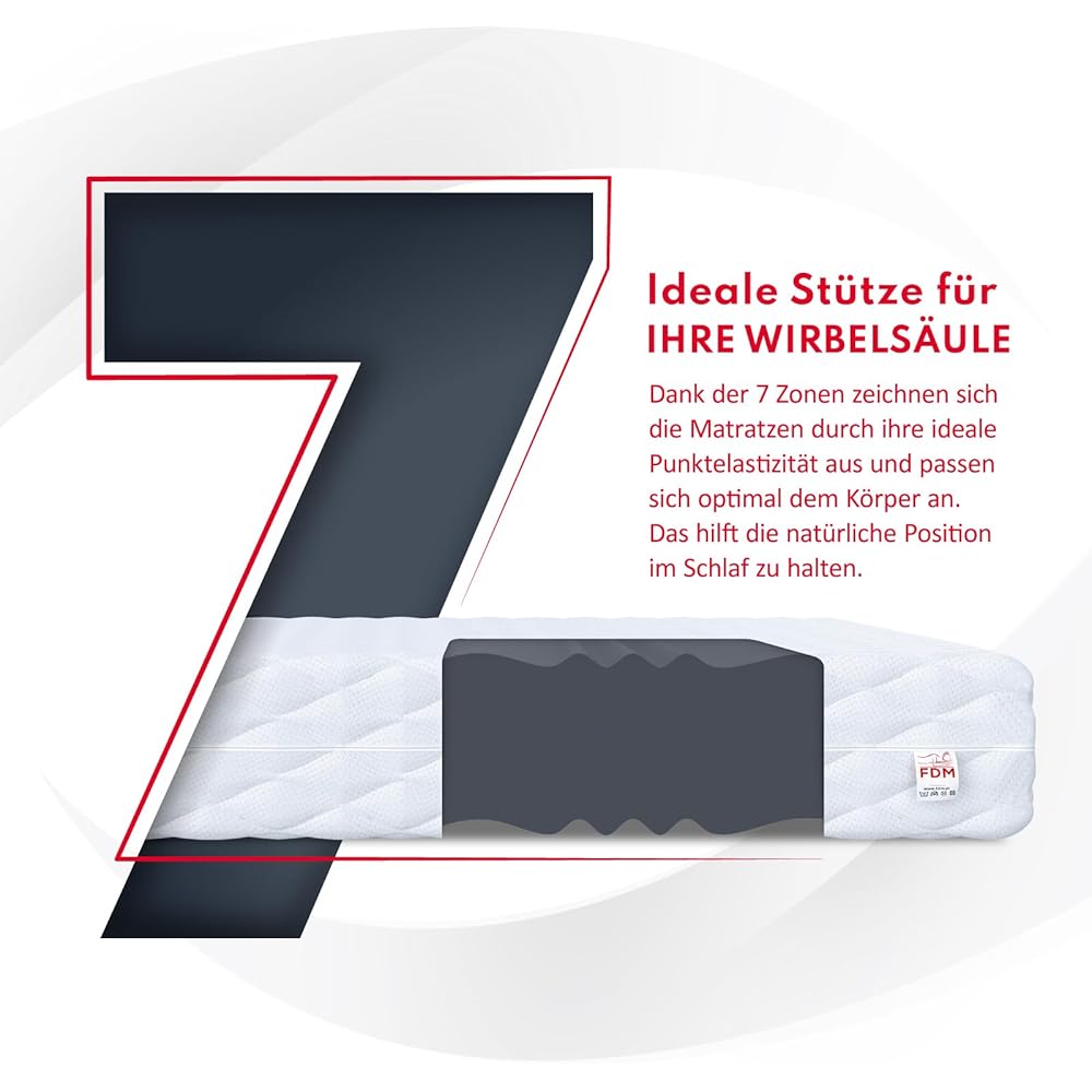 FDM Comfort Plus Matelas 140x200 cm Mousse à Mémoire de Forme Épaisseur 10 cm Fermeté H3 Matelas à Deux Faces 7 Zones de Confort Housse Lavable Oeko-TEX Hypoallergénique : Cuisine et Maison