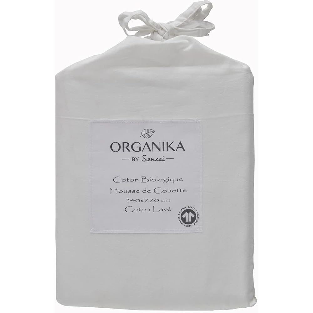 Sensei Maison - Housse de Couette en Coton lavé Biologique ORGANIKA - 240x220 cm - Blanc : Cuisine et Maison