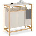 Relaxdays Meuble à Linge, 3 corbeilles, étagère, mélange de matériaux, H x L x P : 84,5 x 78,5 x 40 cm, Nature et crème : Cuisine et Maison
