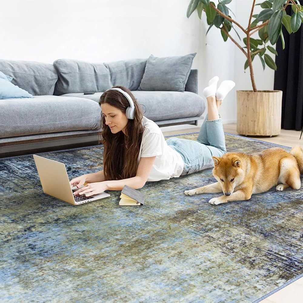 Jiyuhang Tapis de Salon pour Chambre à Coucher - Style Minimaliste - Motif Abstrait Multicolore - Peinture à l'encre - Tapis Traditionnel Chic pour Un Nettoyage Facile - 200 x 300 cm : Bébé et Puériculture