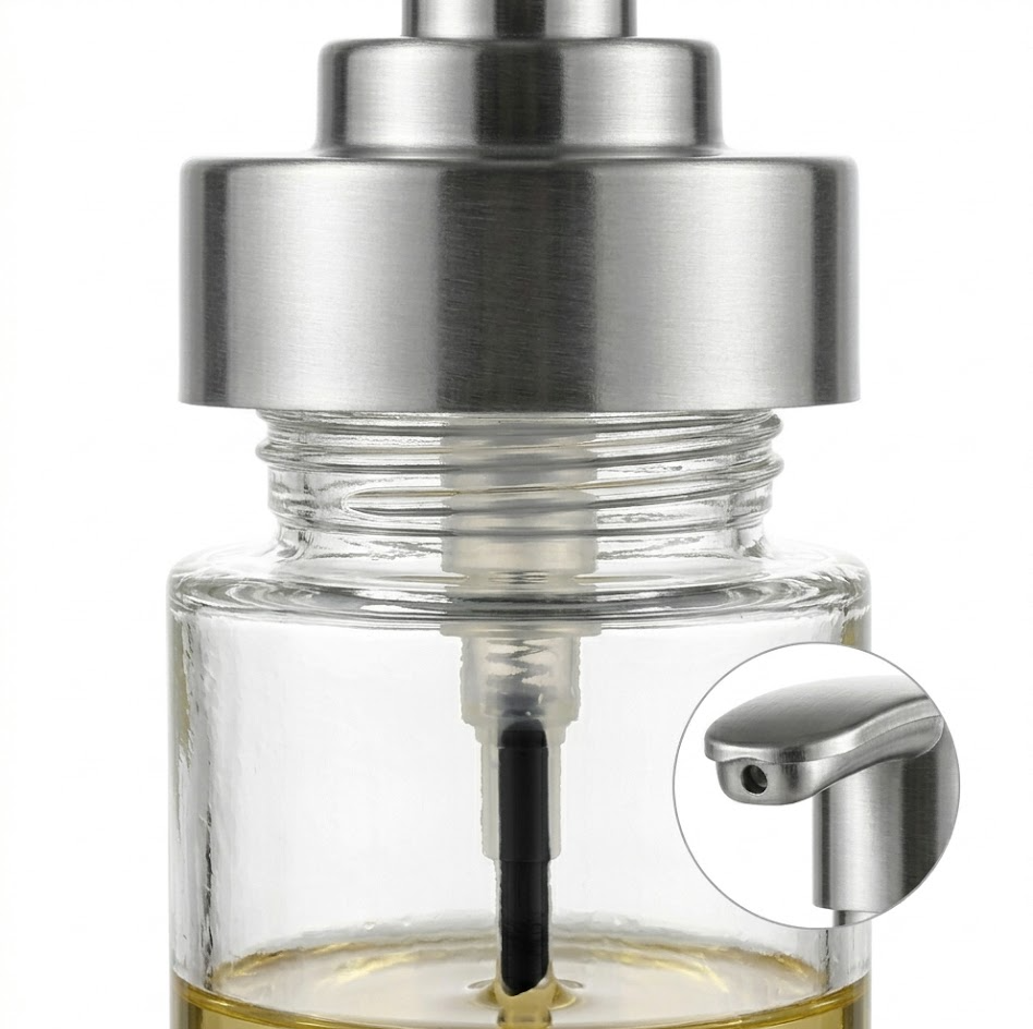Xiabanlaovo - Spruzzino olio 100 ml per friggitrice ad aria, vetro e acciaio inox
